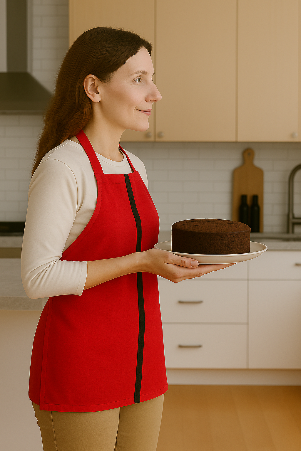 Mutfak Önlüğü Askılı Kalın Pamuklu Belden Bağlamalı Şef Masterchef Barista Önlüğü Kırmızı