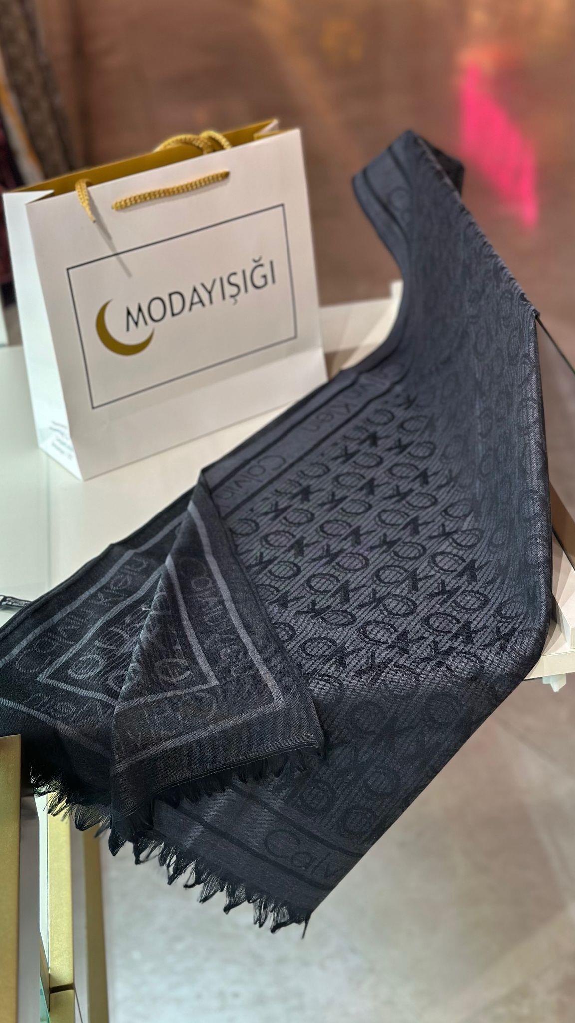 CK Model Yün Pamuk Antrasit Renk Şal