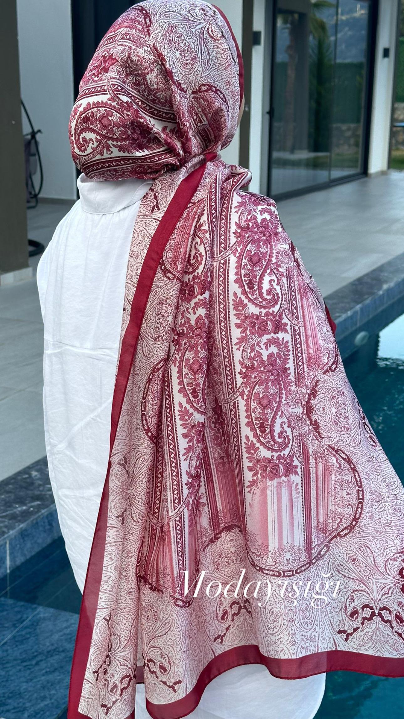 Kırmızı Vual İpek Şal