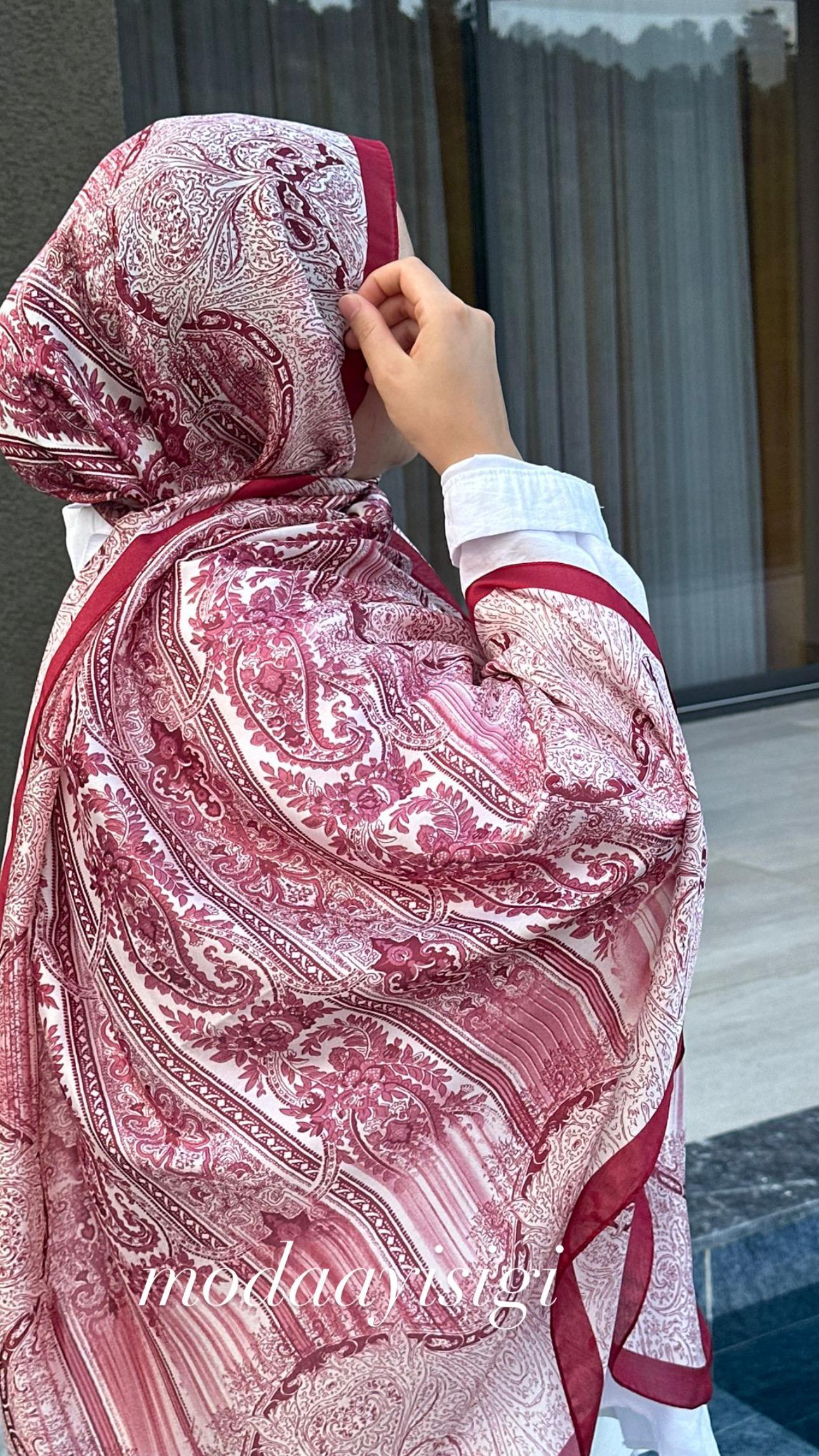Kırmızı Vual İpek Şal