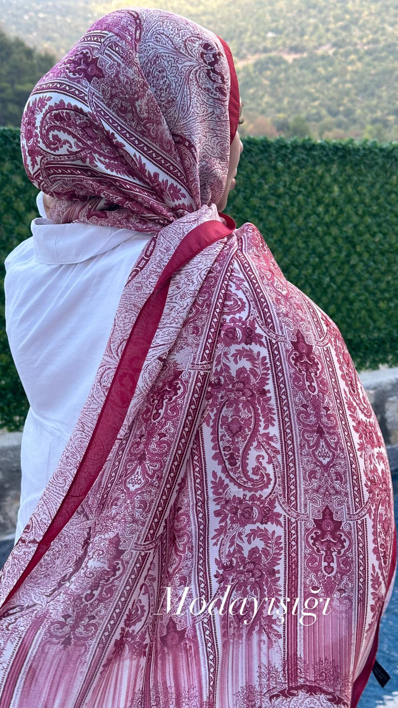 Kırmızı Vual İpek Şal