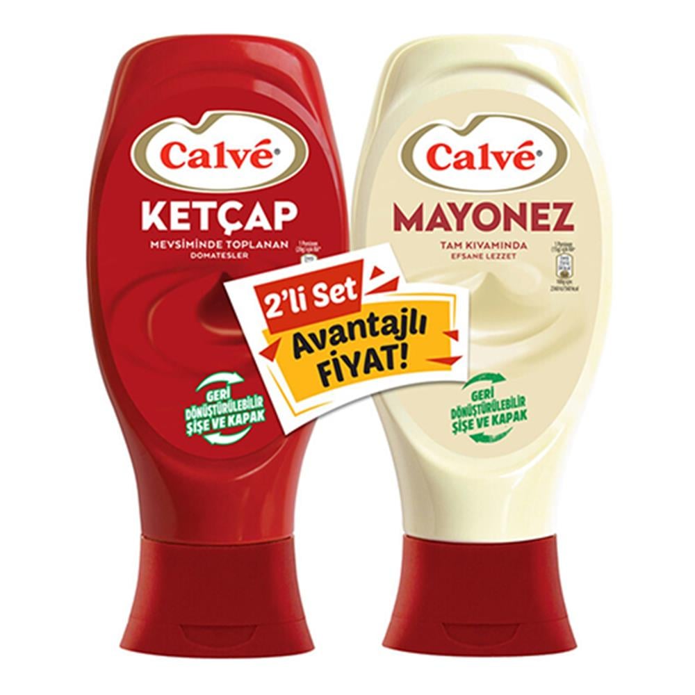 Calve Ketçap Mayonez Büyük Boy Sade 600gr/540gr 