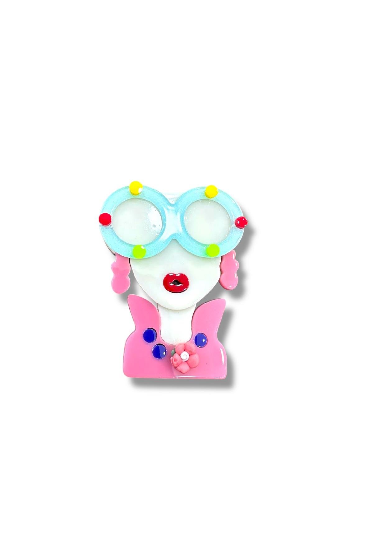 3 Boyutlu Pink Girl Broş