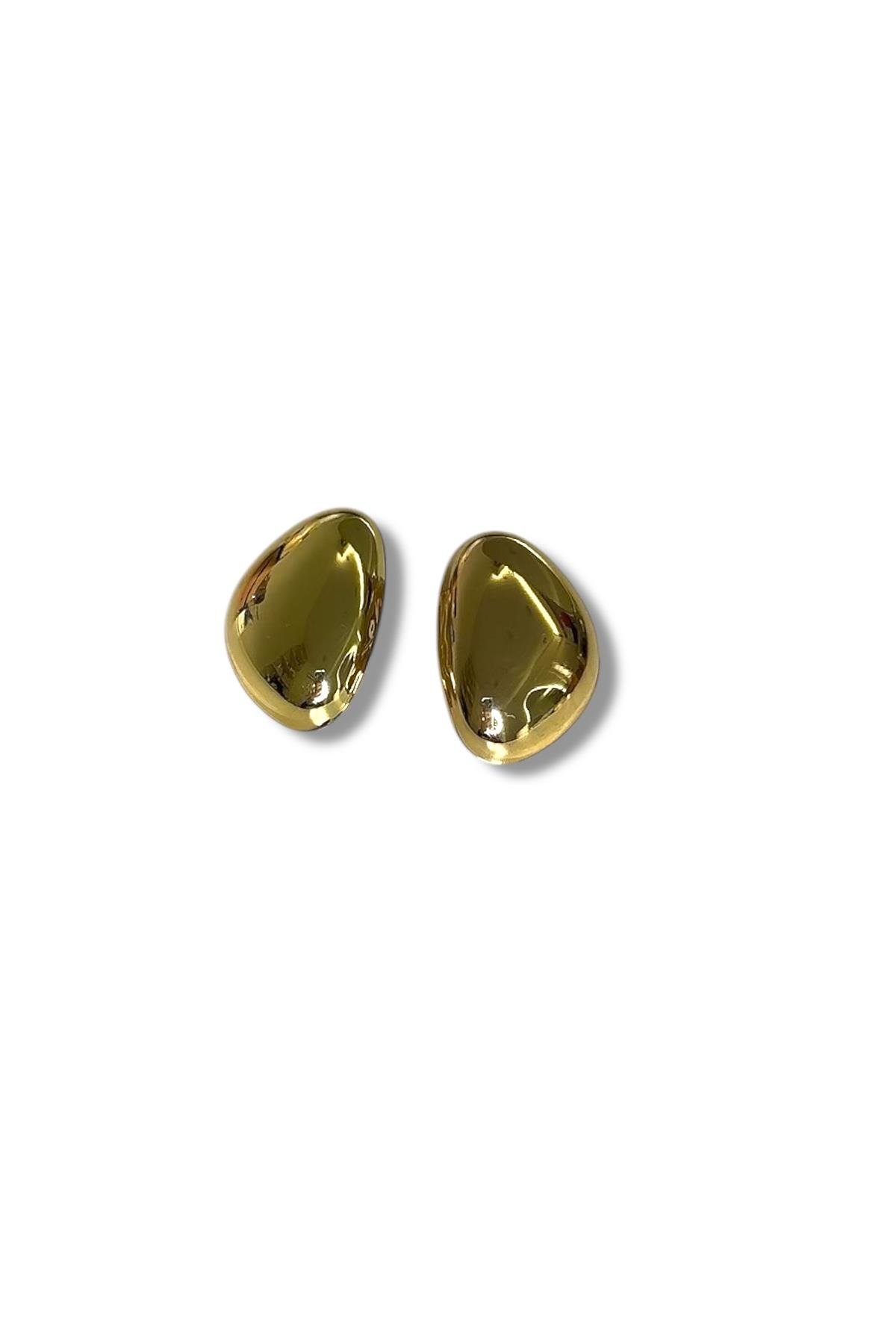 Asimetrik Plaka Gold Küpe