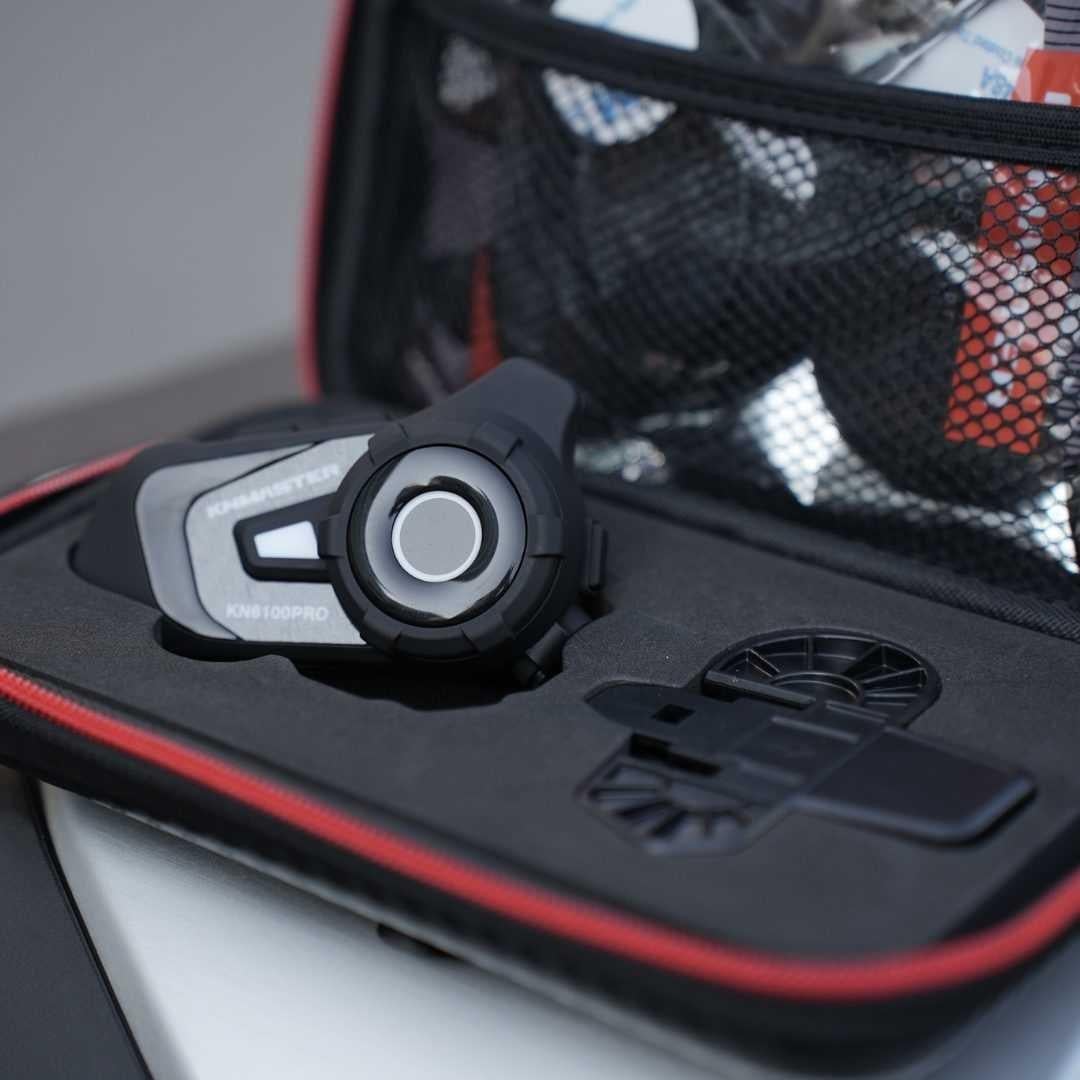 Knmaster KN6100 PRO Motosiklet Kask İnterkom Seti-Karbon Siyah