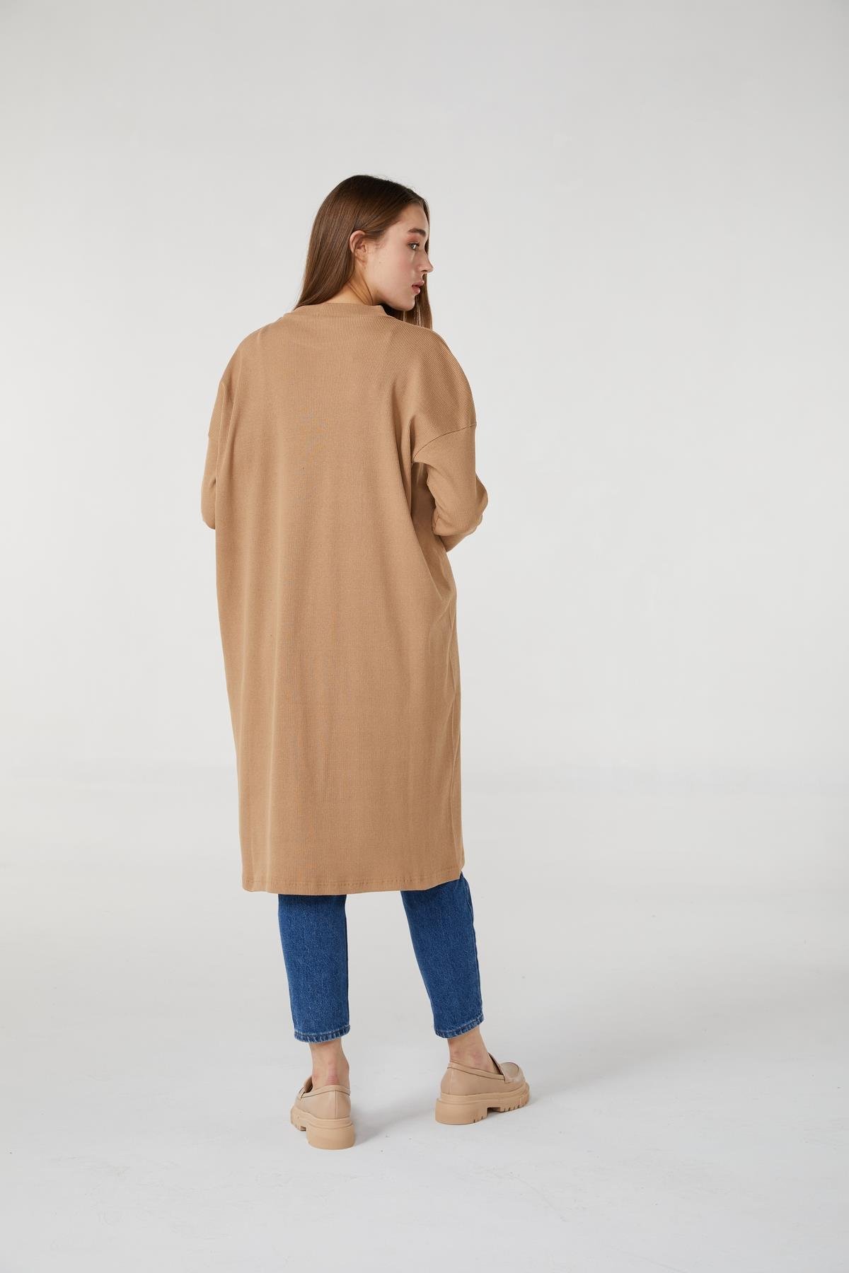 Hanım Hatun Basic Triko Tunik Camel