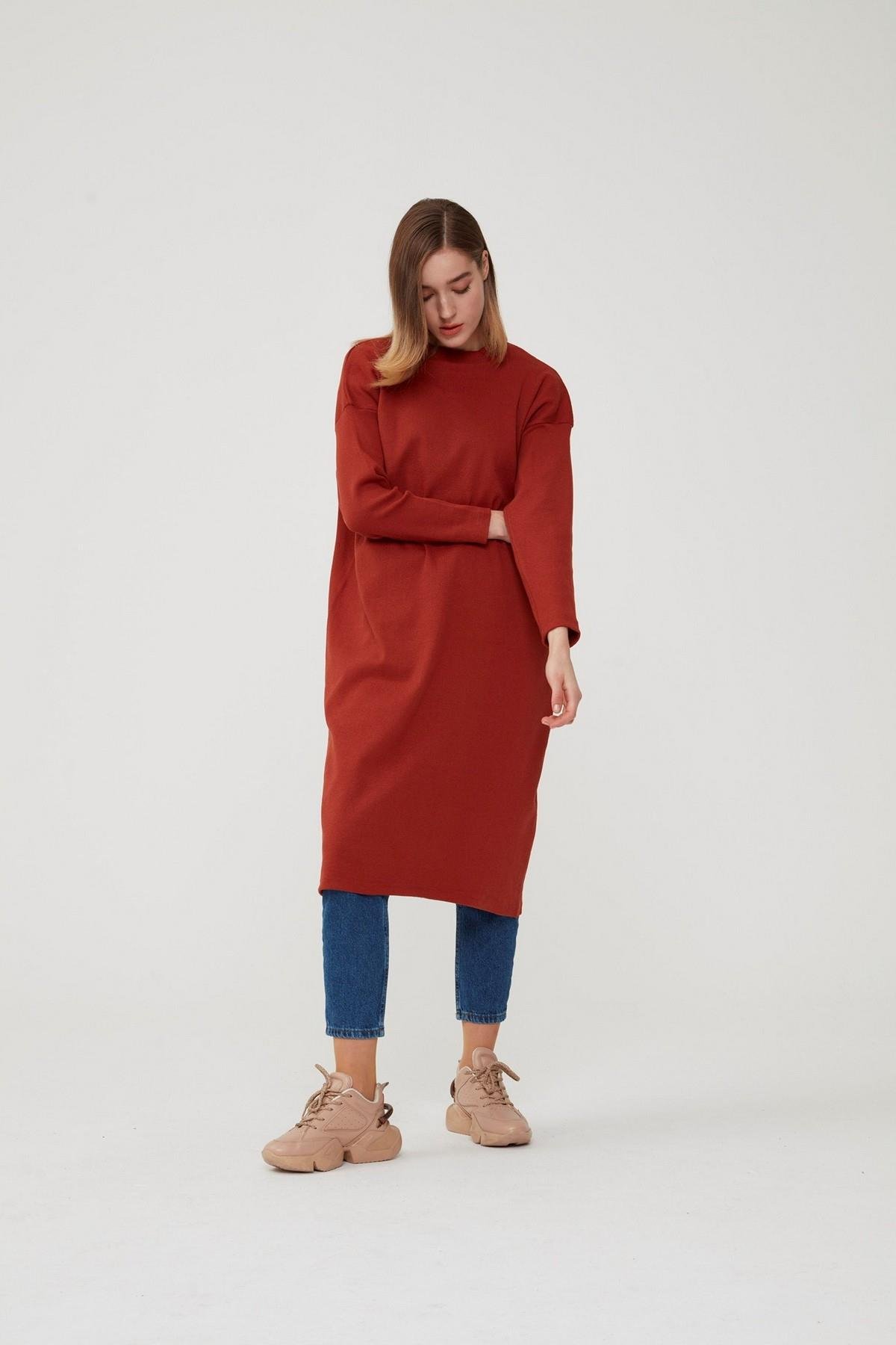 Hanım Hatun Basic Triko Tunik Kiremit