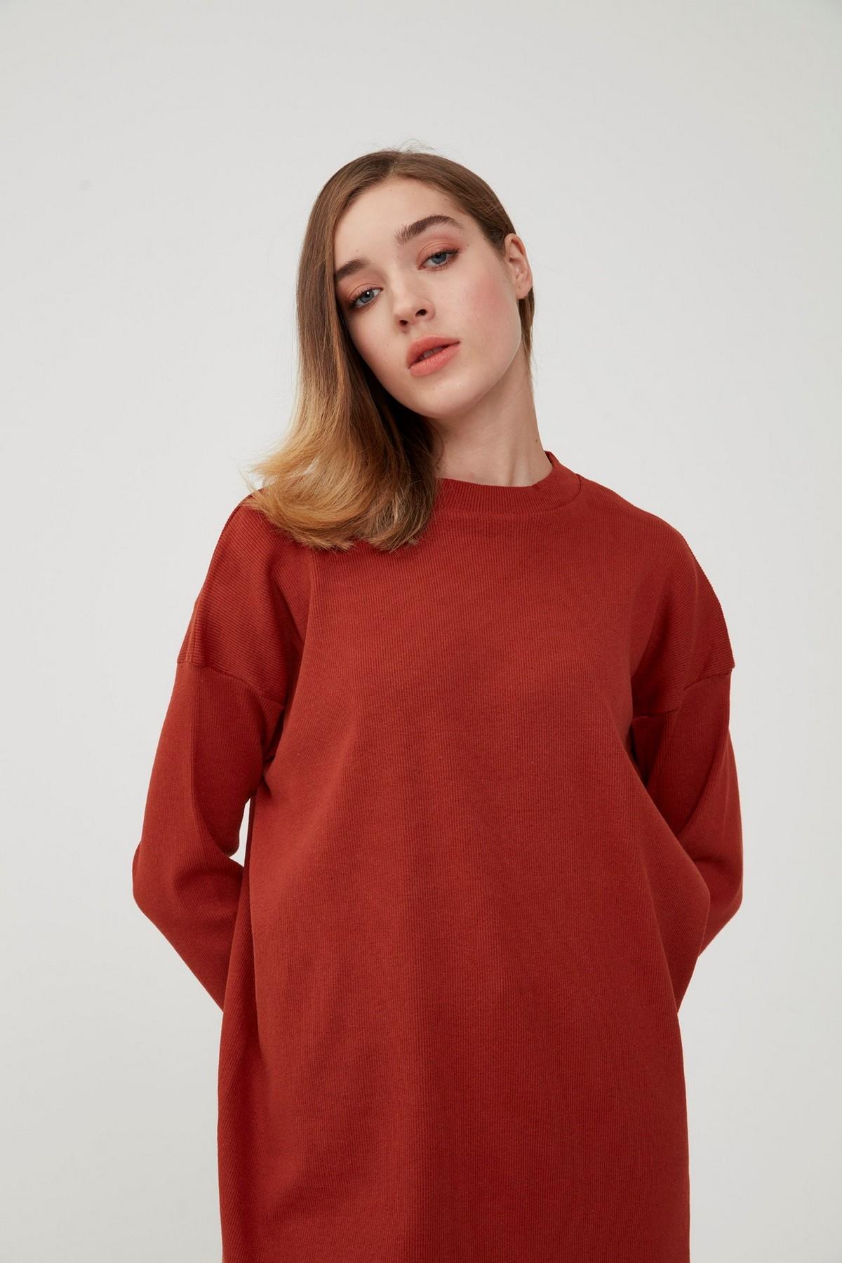 Hanım Hatun Basic Triko Tunik Kiremit
