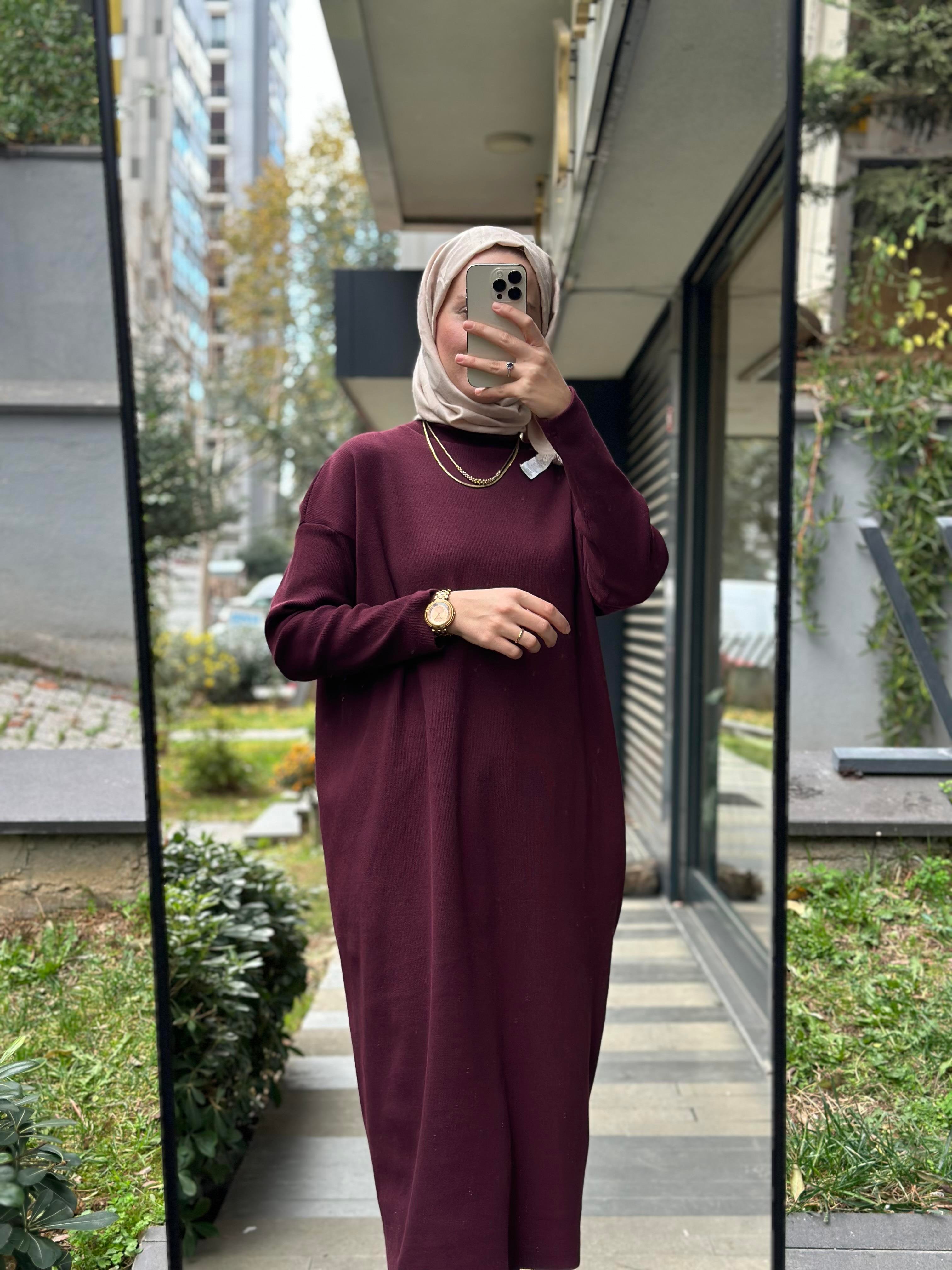 Hanım Hatun Basic Triko Tunik Mürdüm