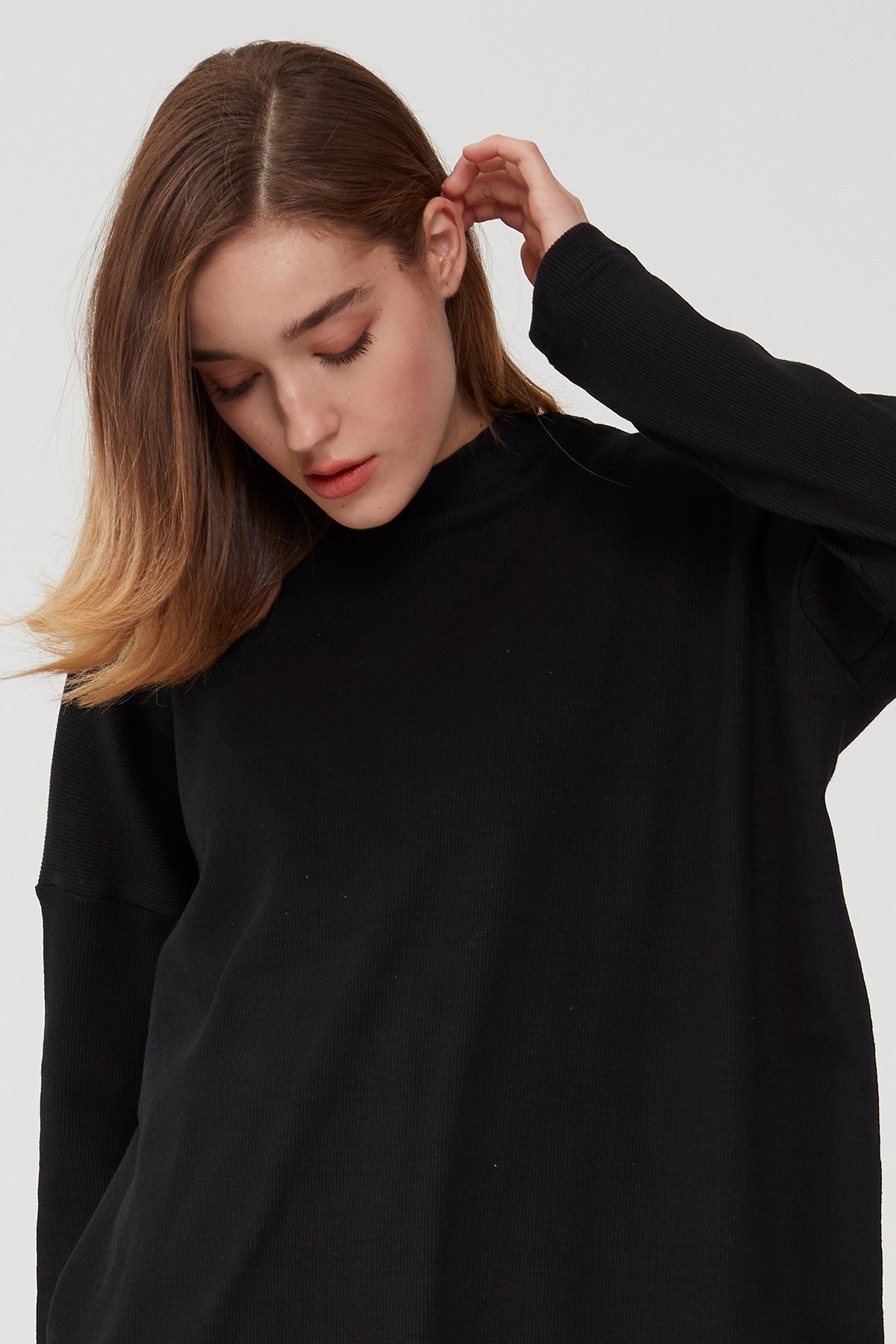 Hanım Hatun Basic Triko Tunik Siyah