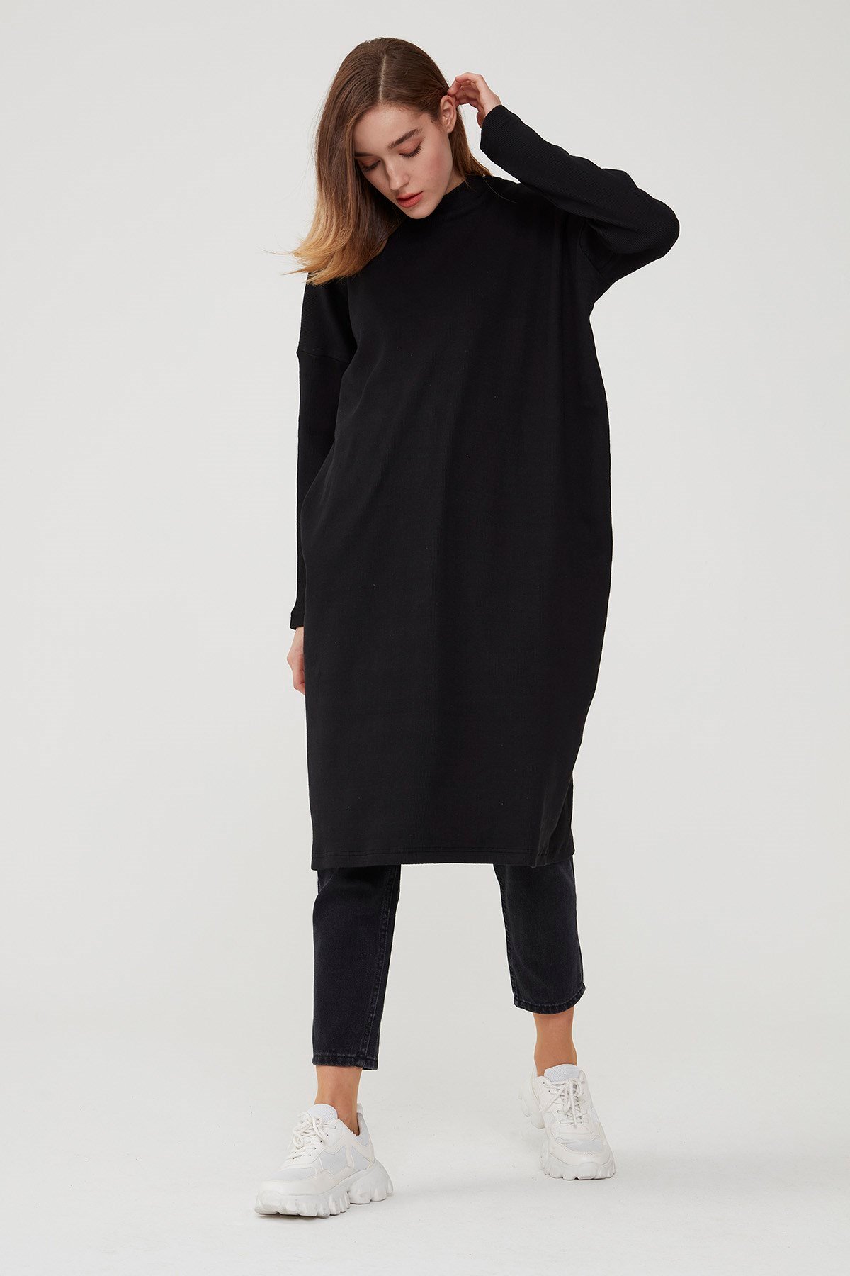 Hanım Hatun Basic Triko Tunik Siyah