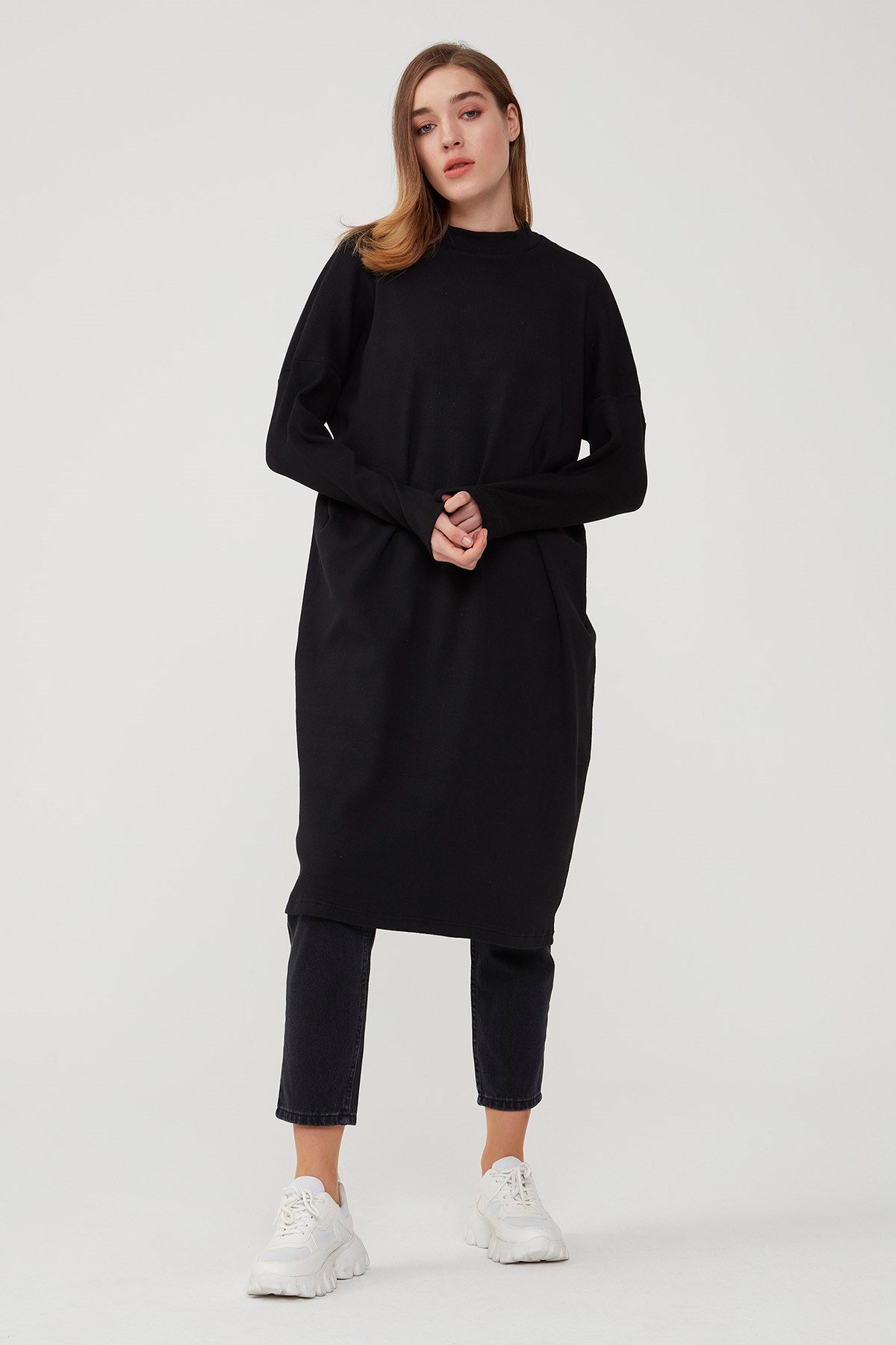 Hanım Hatun Basic Triko Tunik Siyah