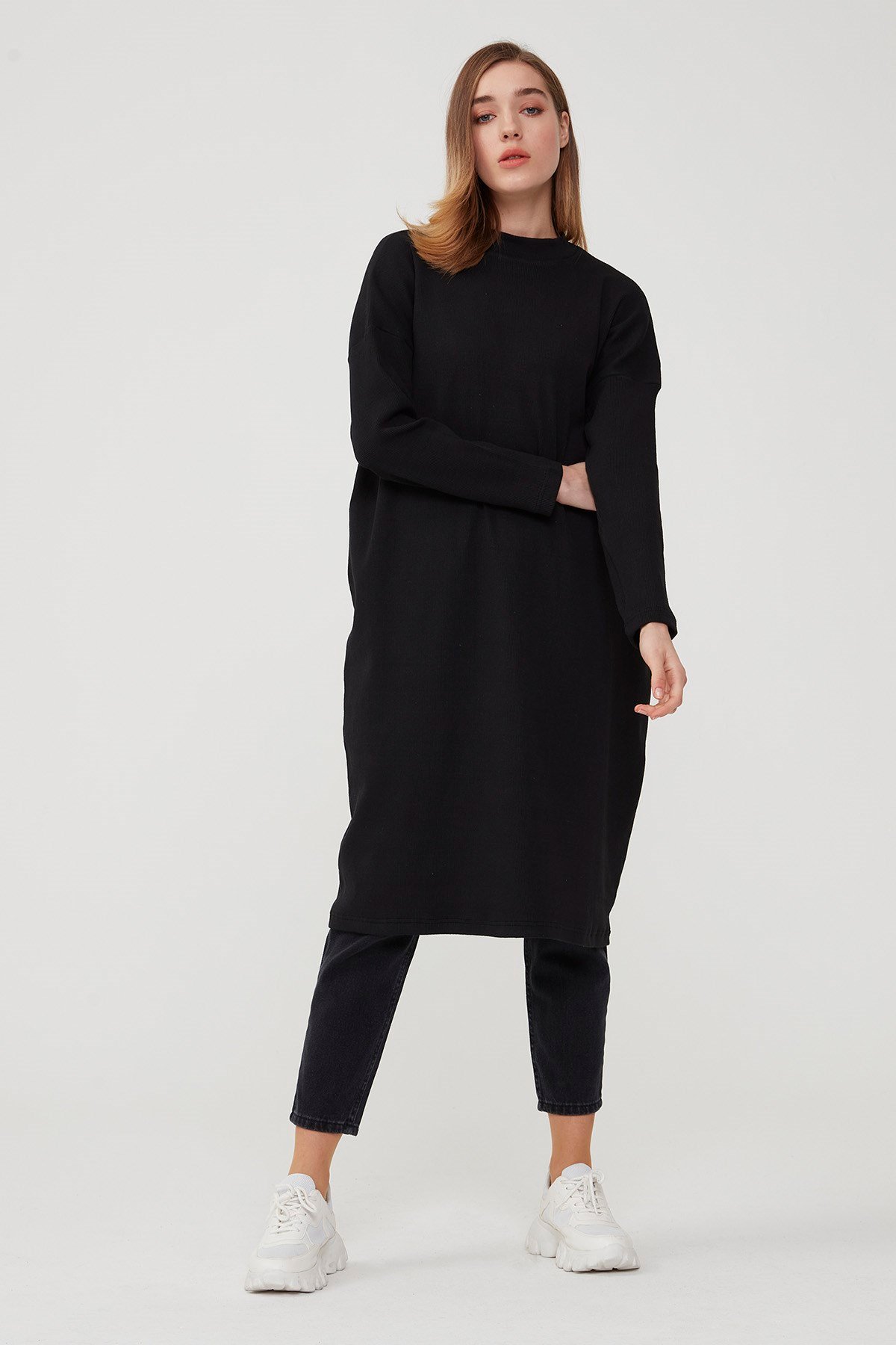Hanım Hatun Basic Triko Tunik Siyah