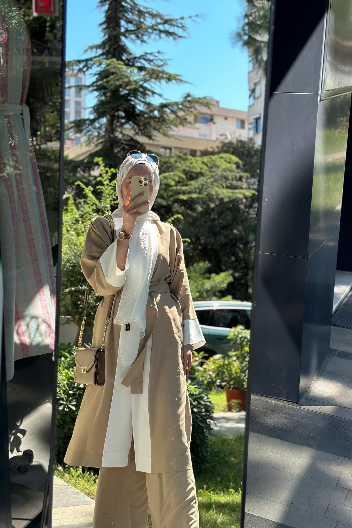 Hanım Hatun Oversize Abaya Takım Camel