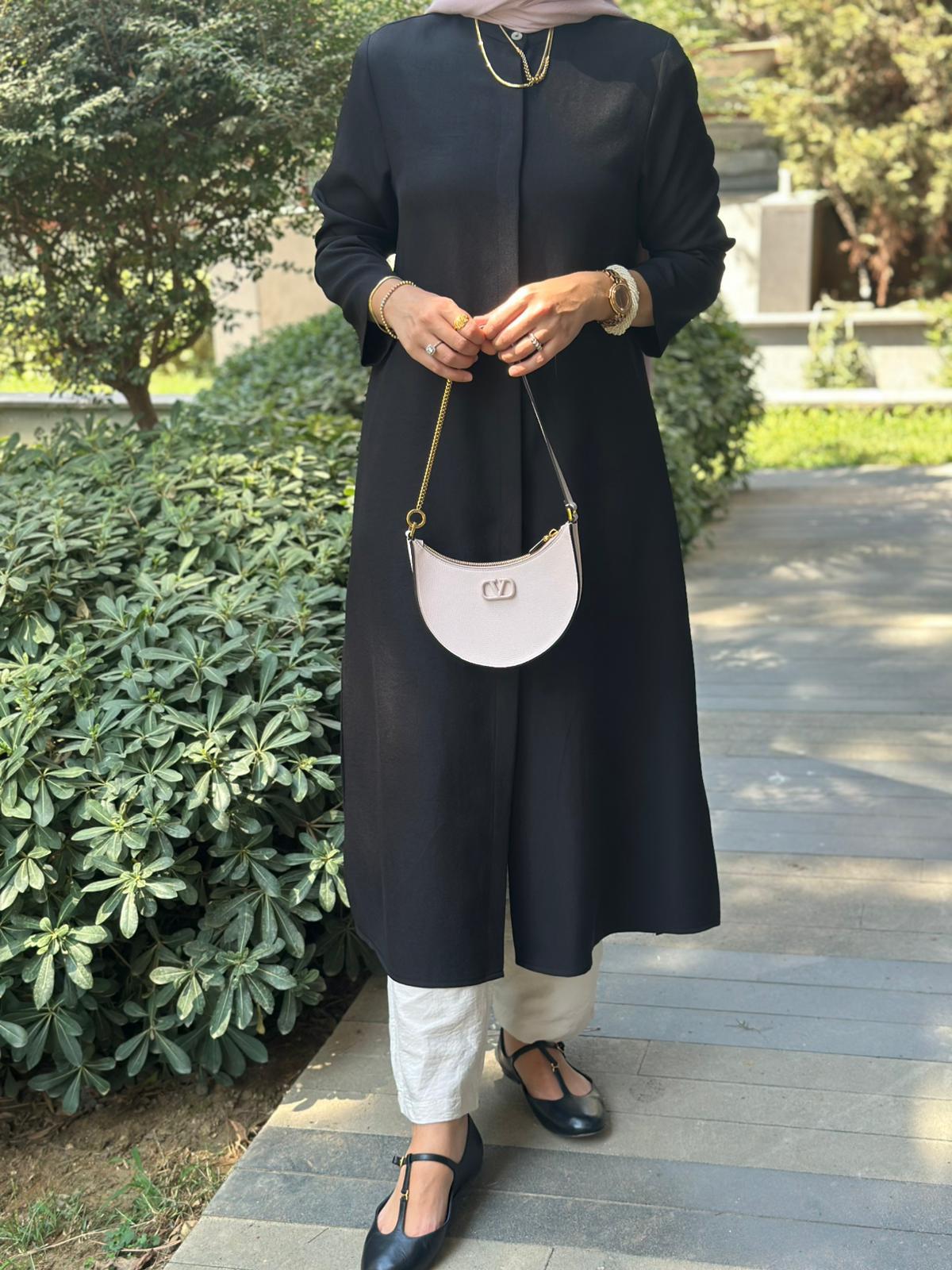 Hanım Hatun Sahara Keten Tunik Siyah