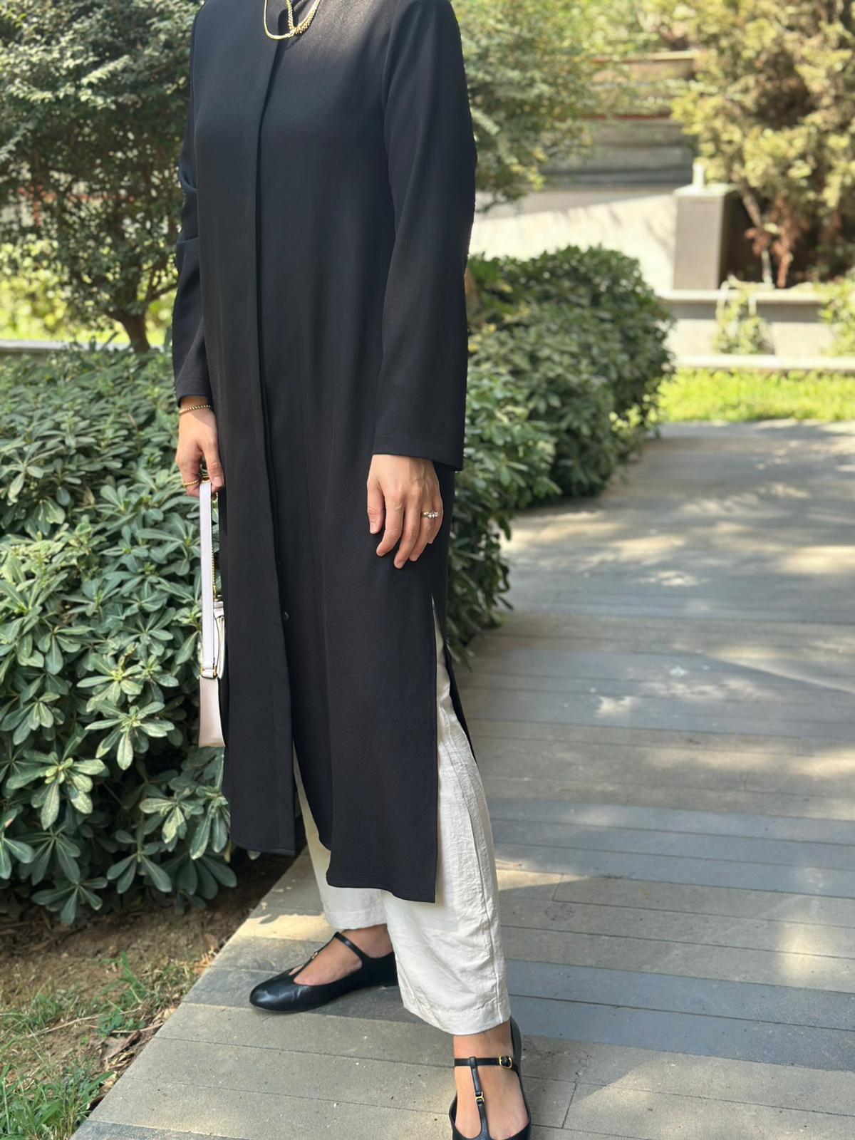 Hanım Hatun Sahara Keten Tunik Siyah