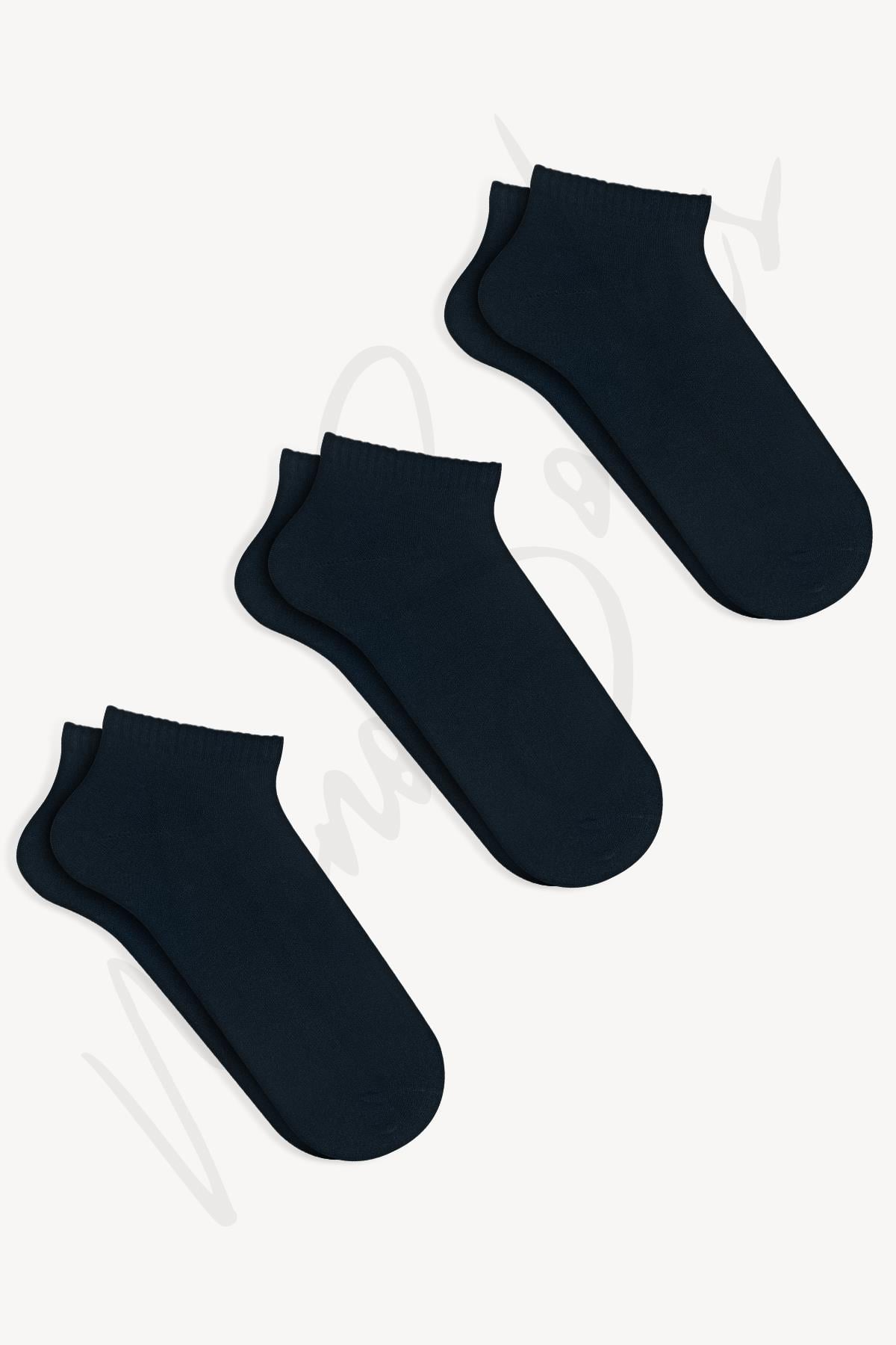  Mono Socks 3'lü Basic Düz Patik Çorap - Desenli Pamuklu Çoraplar - Mono Socks - Özel Tasarım Çoraplar