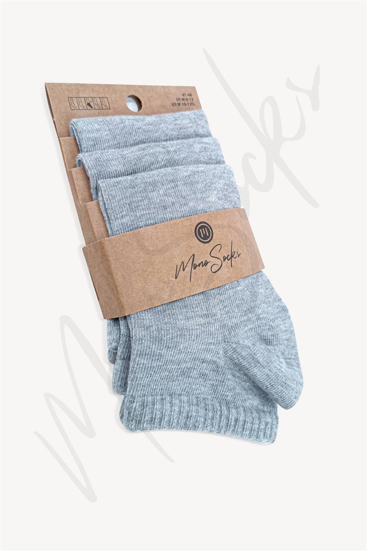  Mono Socks 3'lü Basic Düz Patik Çorap - Desenli Pamuklu Çoraplar - Mono Socks - Özel Tasarım Çoraplar