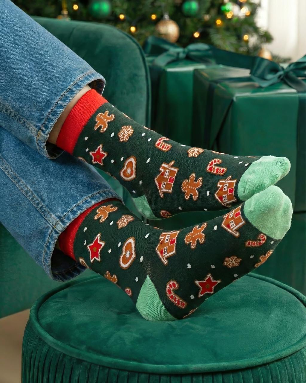 Mono Socks - 1'li Ev Kurabiyeli Çorap - Desenli Pamuklu Çoraplar - Mono Socks - Özel Tasarım Çoraplar