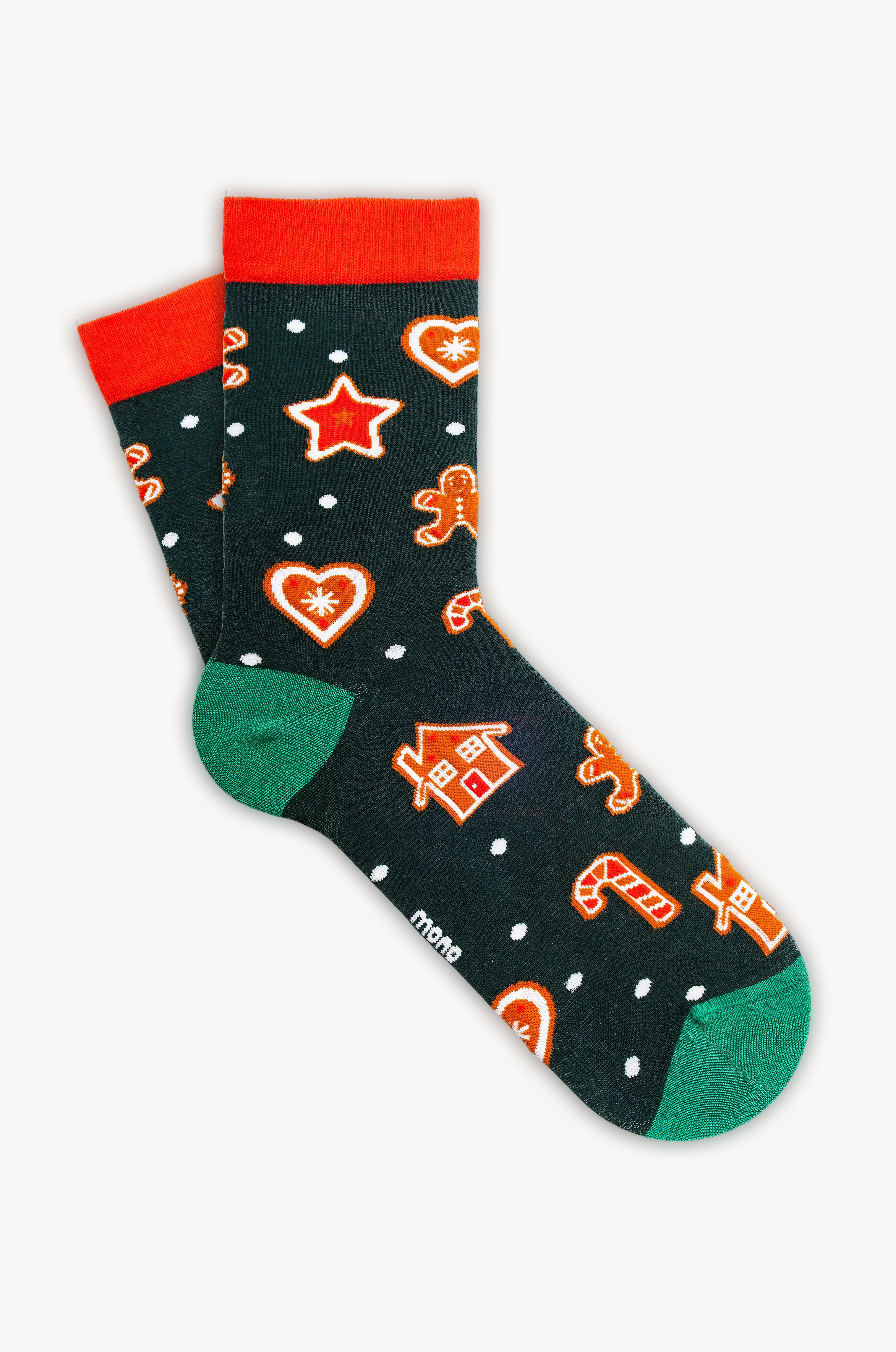 Mono Socks - 1'li Ev Kurabiyeli Çorap - Desenli Pamuklu Çoraplar - Mono Socks - Özel Tasarım Çoraplar