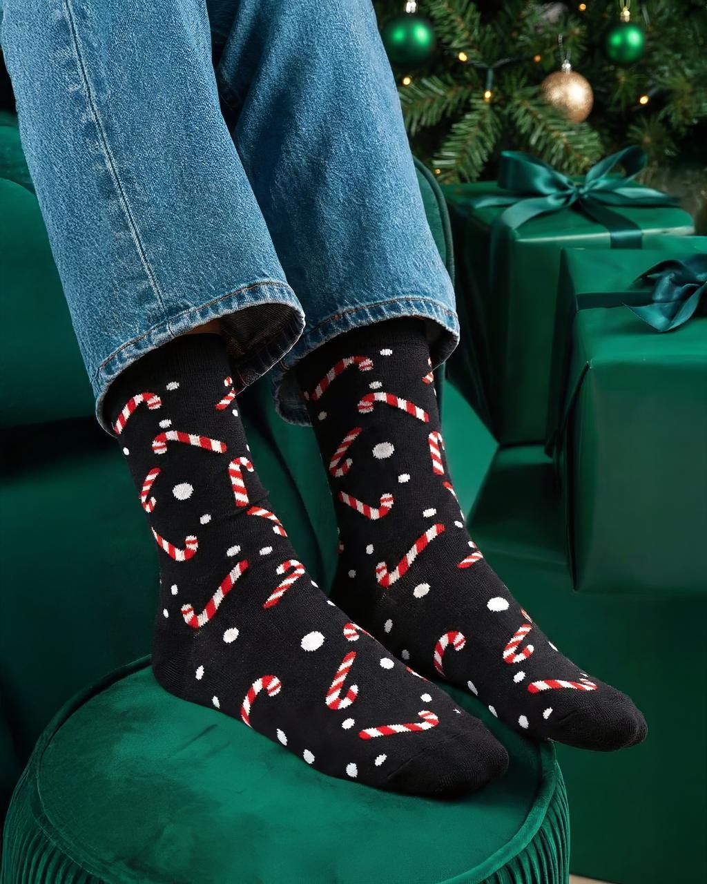 Mono Socks - 1Li Noel Şekerli Çorap - Desenli Pamuklu Çoraplar - Mono Socks - Özel Tasarım Çoraplar