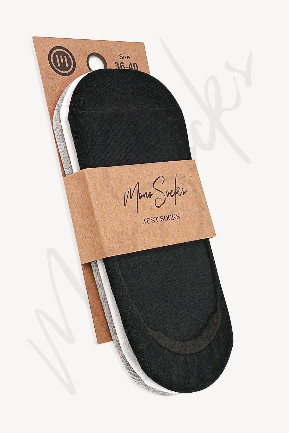 Mono Socks 3'lü Babet Çorap - Desenli Pamuklu Çoraplar - Mono Socks - Özel Tasarım Çoraplar