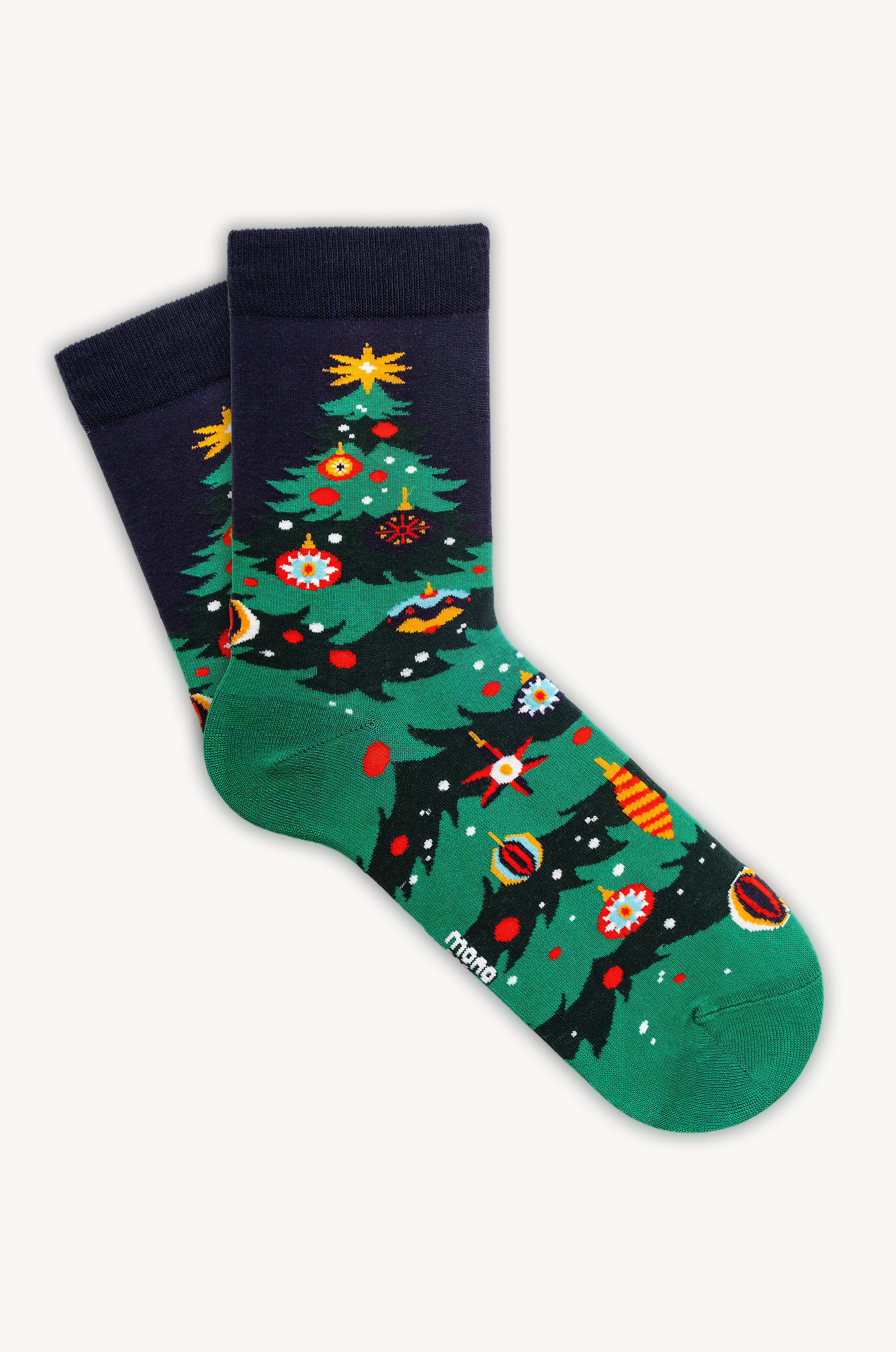 Mono Socks - 3'lü Christmas Classic (Yılbaşı Ağacı – Şeker – Kurabiye) - Desenli Pamuklu Çoraplar - Mono Socks - Özel Tasarım Çoraplar