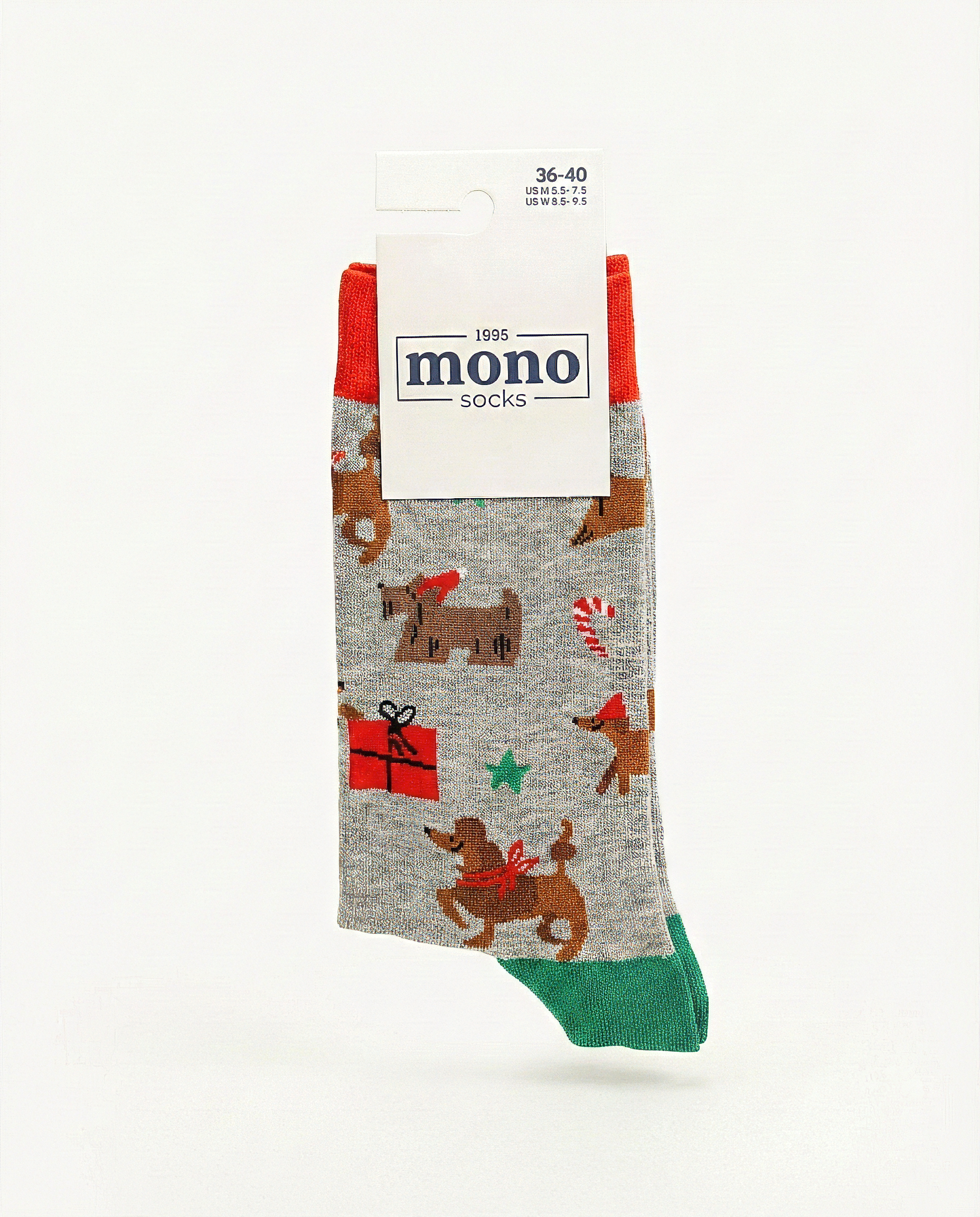 Mono Socks - 3'Lü Gingerbread Party (Kurşun Asker, GingerBread , Köpek)   - Desenli Pamuklu Çoraplar - Mono Socks - Özel Tasarım Çoraplar