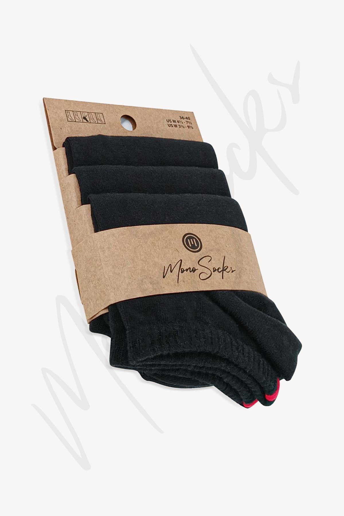 Mono Socks - 3lü Kırmızı Çentikli Dikişsiz Pamuklu Çorap - Desenli Pamuklu Çoraplar - Mono Socks - Özel Tasarım Çoraplar