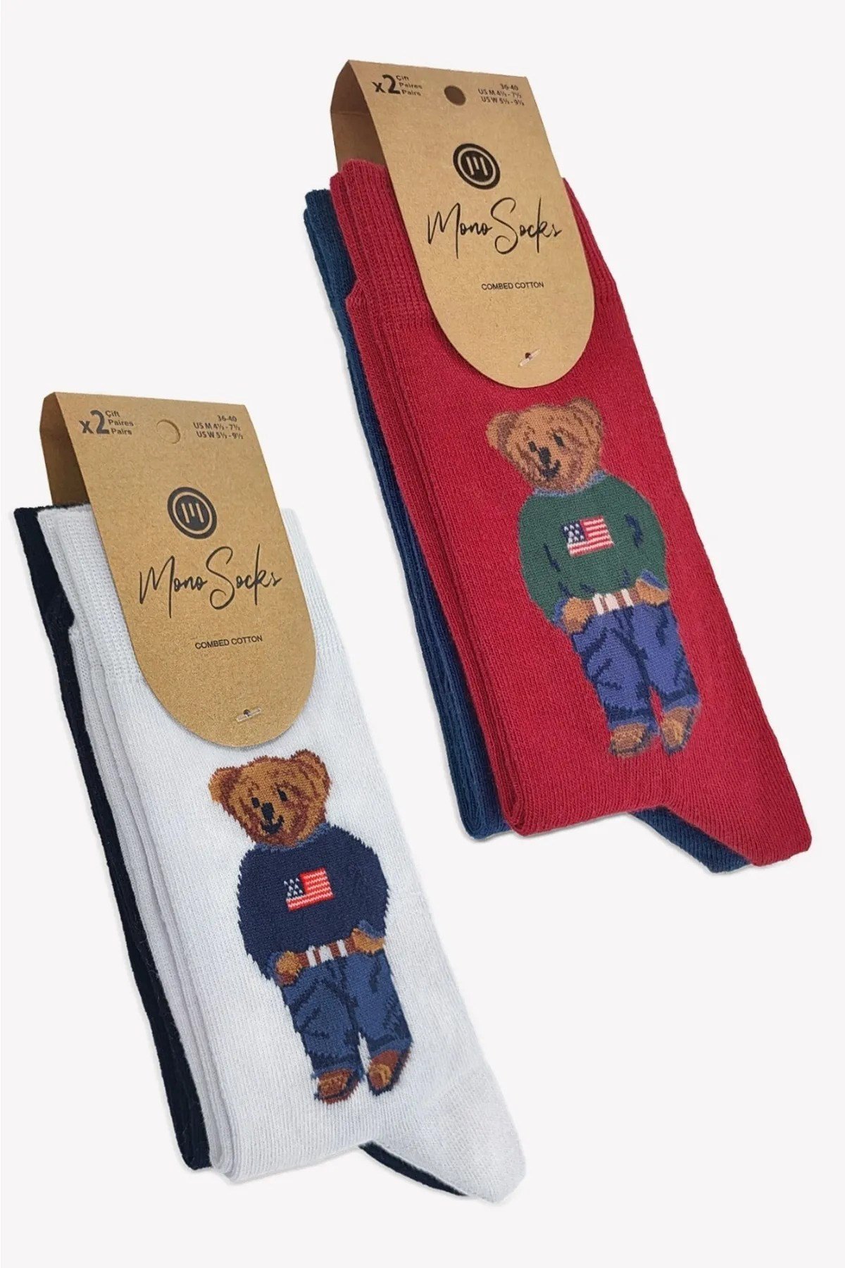 Mono Socks - 4'lü Teddy Bear Collection Pamuklu Çorap