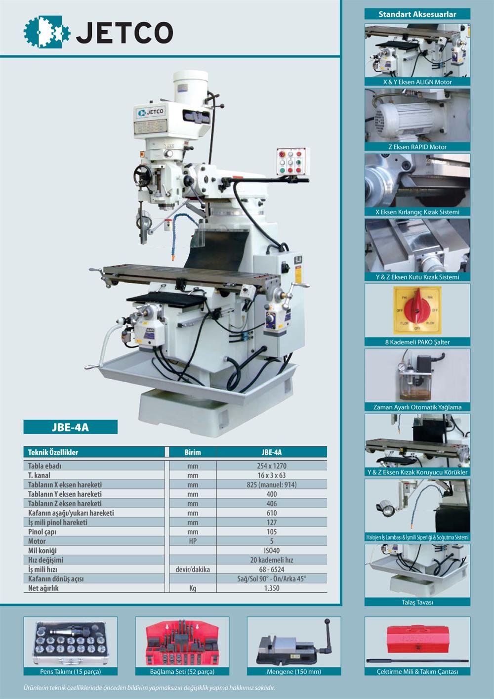 Jetco JBE-4A Kalıpçı Freze Tezgahı