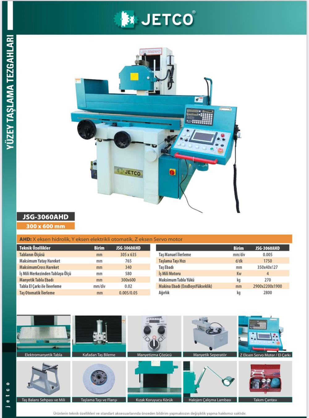 JETCO JSG-3060AHD Yüzey Taşlama Tezgahı