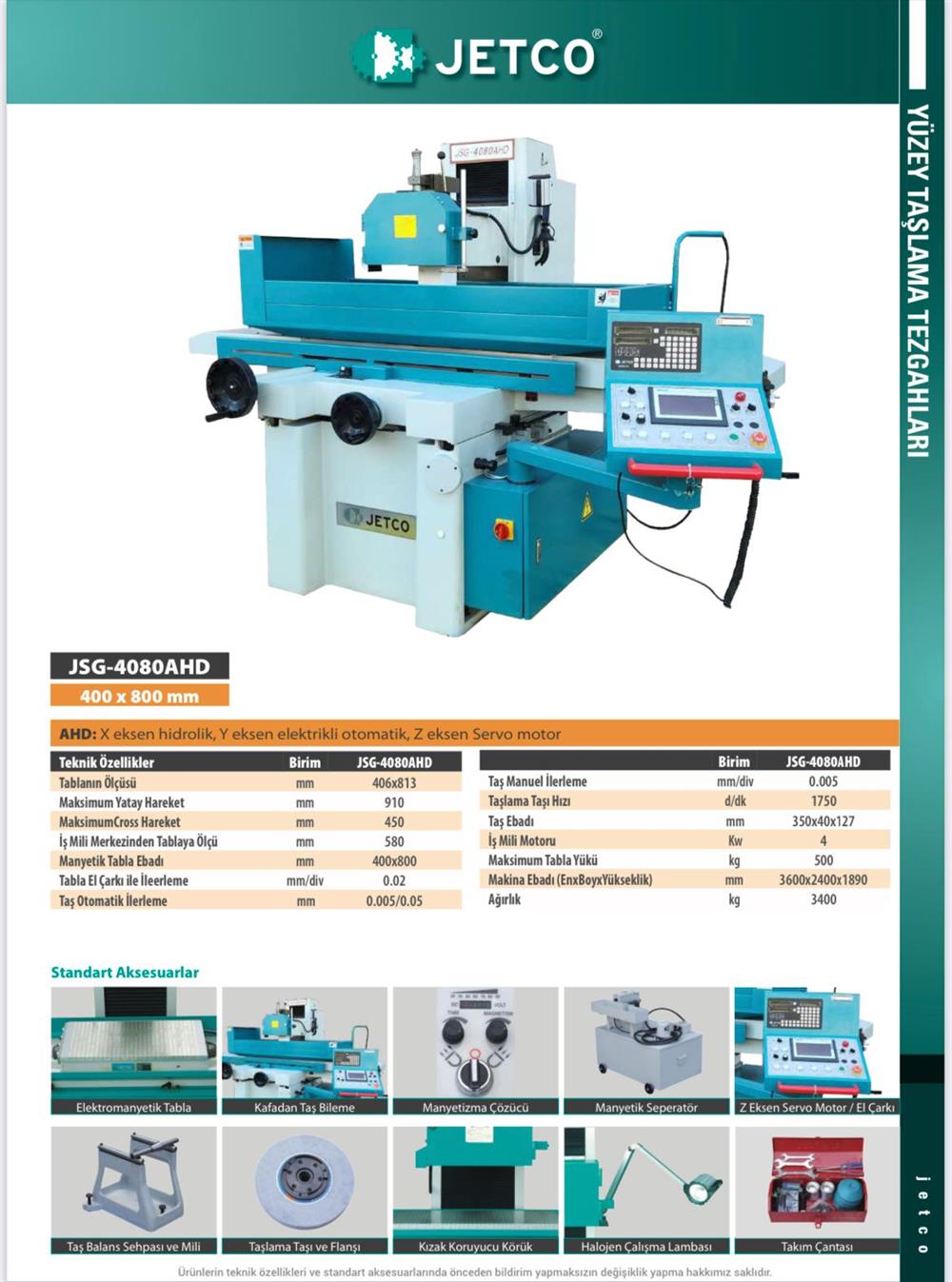 JETCO JSG-4080AHD Yüzey Taşlama Tezgahı