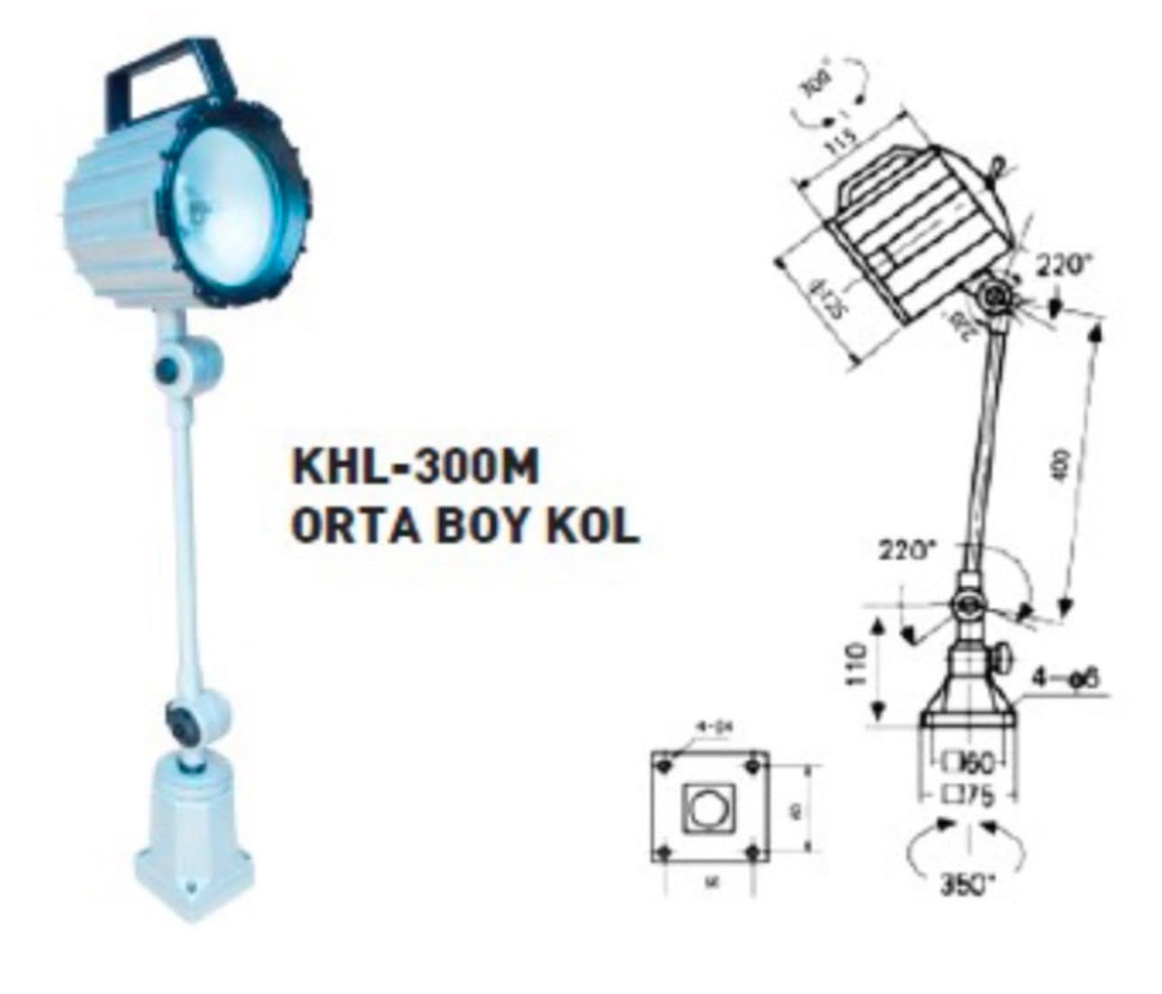 Tezgah çalışma lambası 320x400 24 volt 