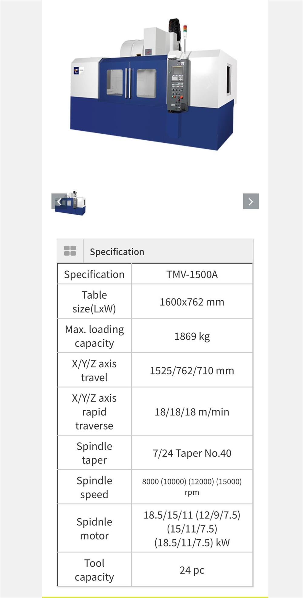 Tongtai Topper TMV1500A işleme merkezi