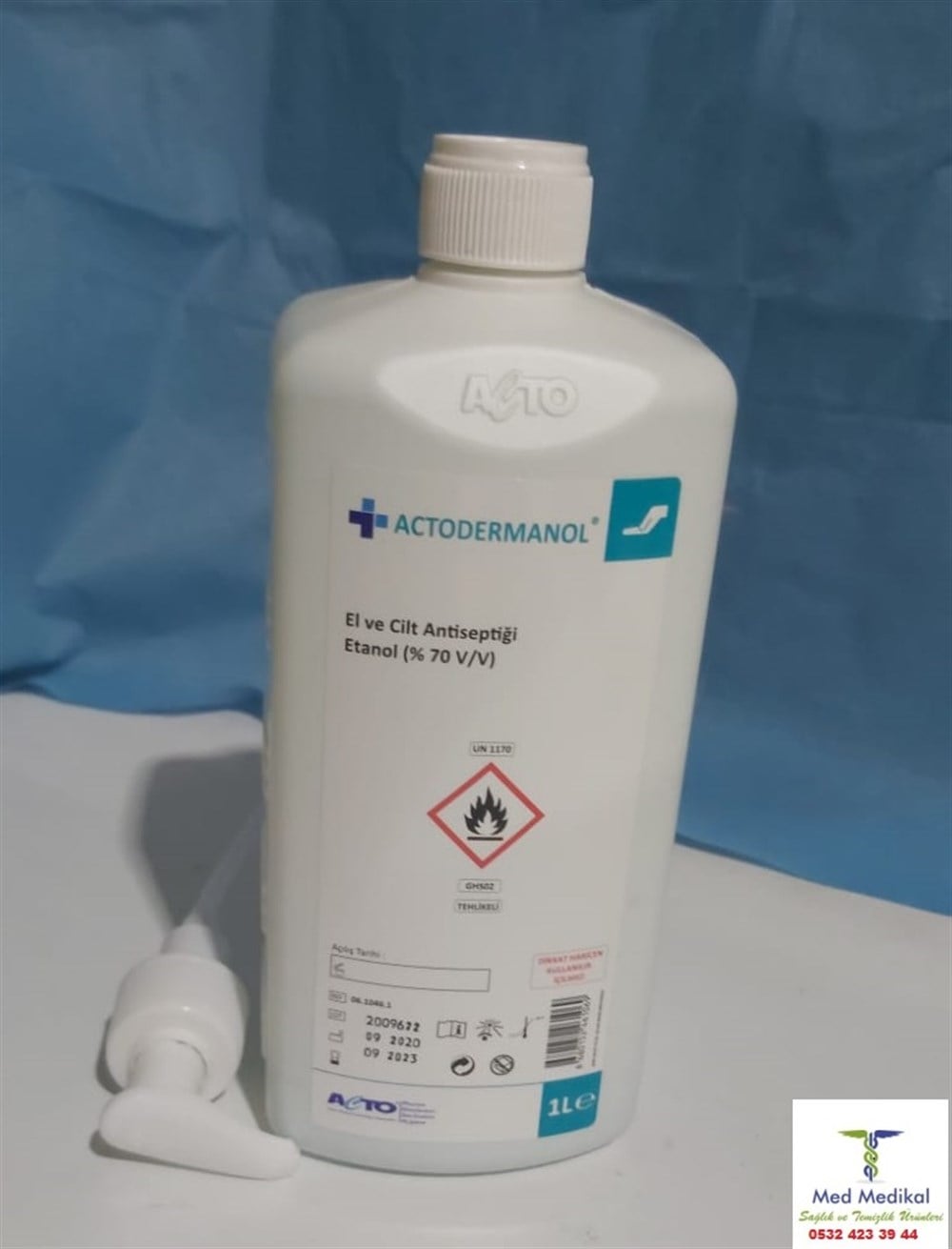  Actodermanol El ve Cilt Dezenfektanı Etanol %70 1 Litre