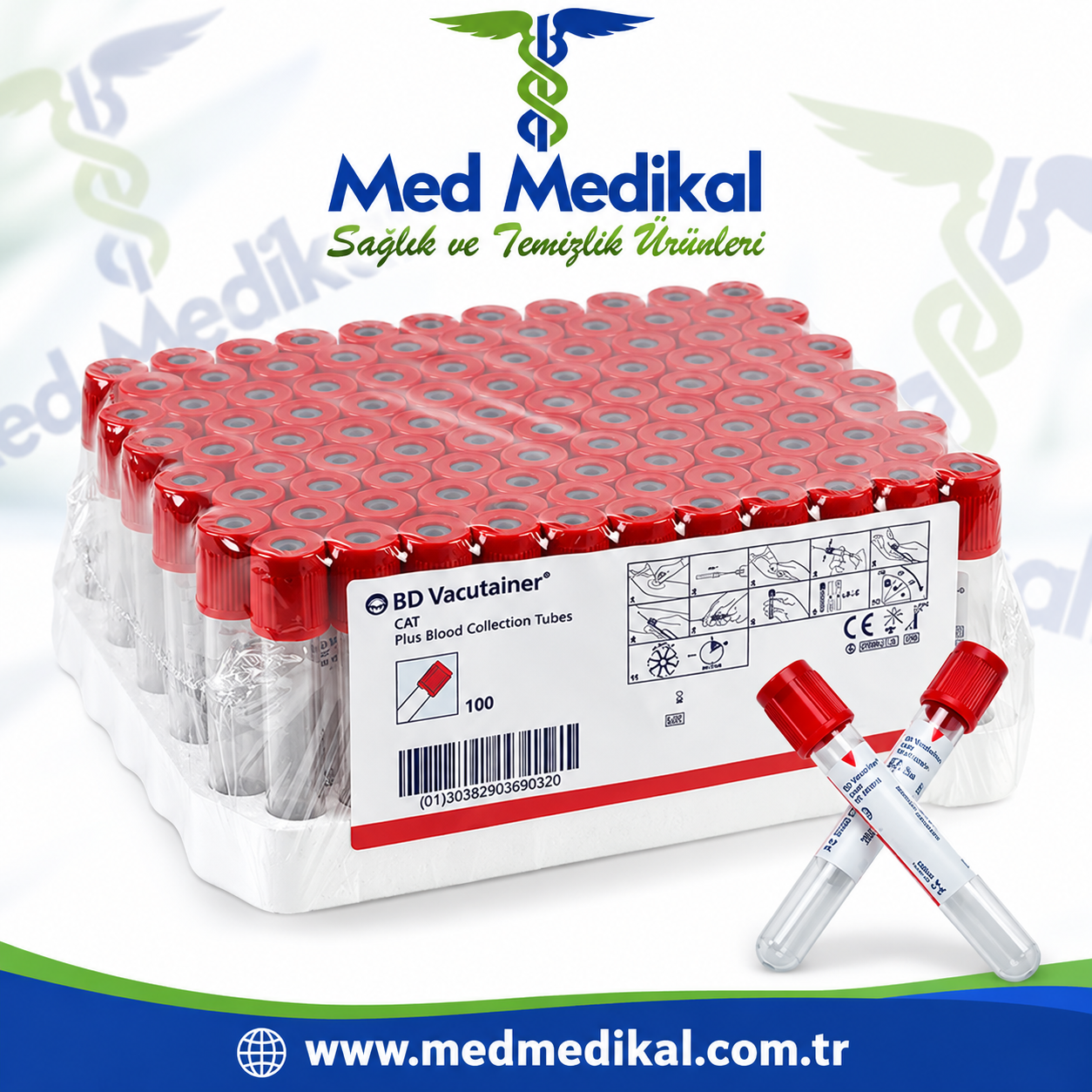 6 ml. BOŞ - B.D. - Kırmızı Kapaklı -100 Adet vakumlu