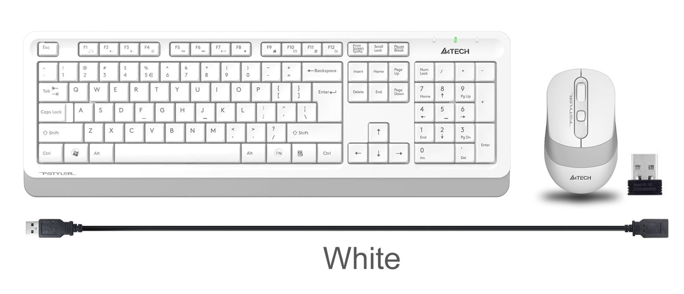 A4 Tech Fg1010 2.4G Beyaz Q Fn-Mm Klv+Optik Mouse Set
