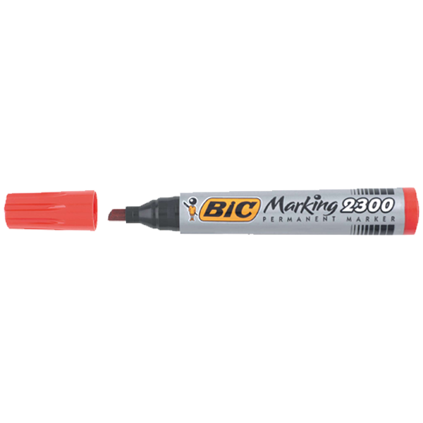 Bic Markör Permanent Kesik Uçlu Kırmızı 2300 03