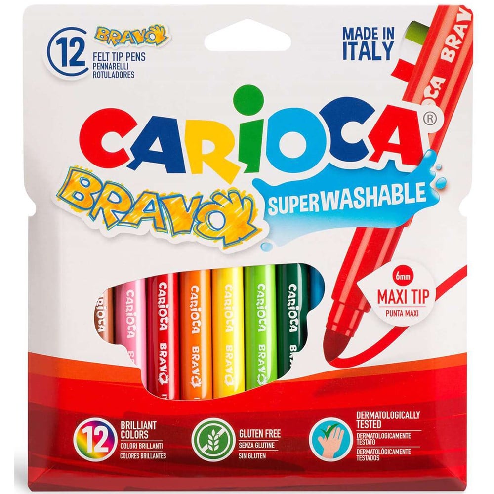 Carioca Bravo Süper Yıkana. Keçeli Kalem 12 Li