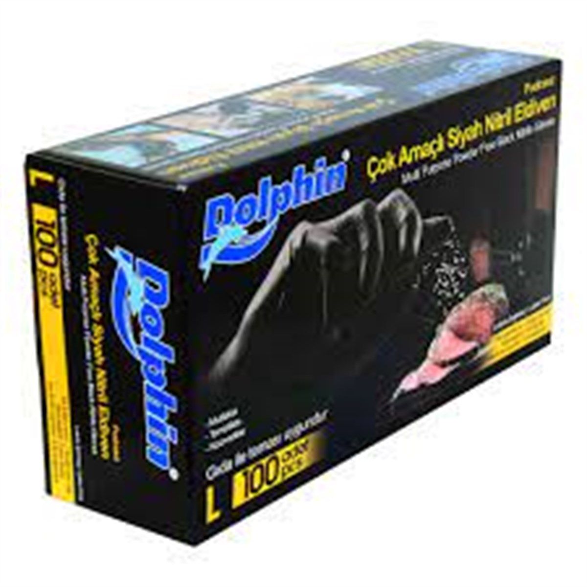 DOLPHİN SİYAH NİTRİL ELDİVEN 