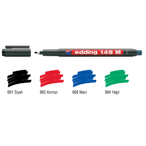 Edding Asetat Kalemi Permanent M Seri 1.0 MM Kırmızı 149 M