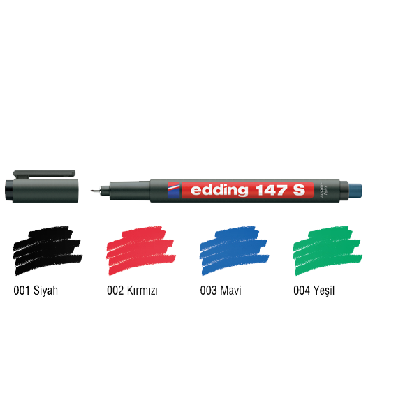 Edding Asetat Kalemi Permanent S Seri 0.3 MM Kırmızı 147 S