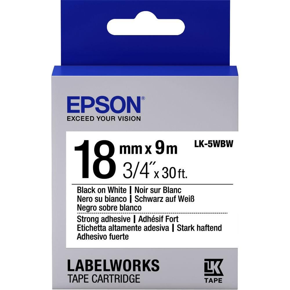 Epson LK-5WBW Strong Siyah Üzeri Beyaz 18MM 9Metre Etiket