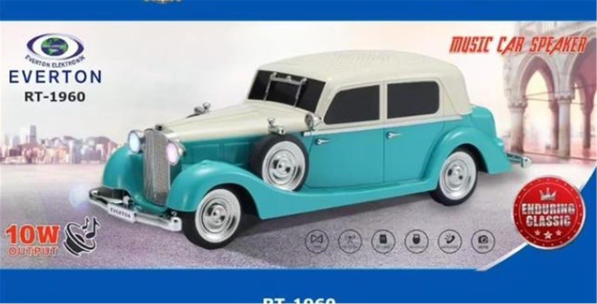EVERTON RT-1960 Emerald (Zümrüt Yeşi)l Arabalı  Bluetooth Fm-Usb-Tf-Aux Şarjlı Nostaljik Radyo