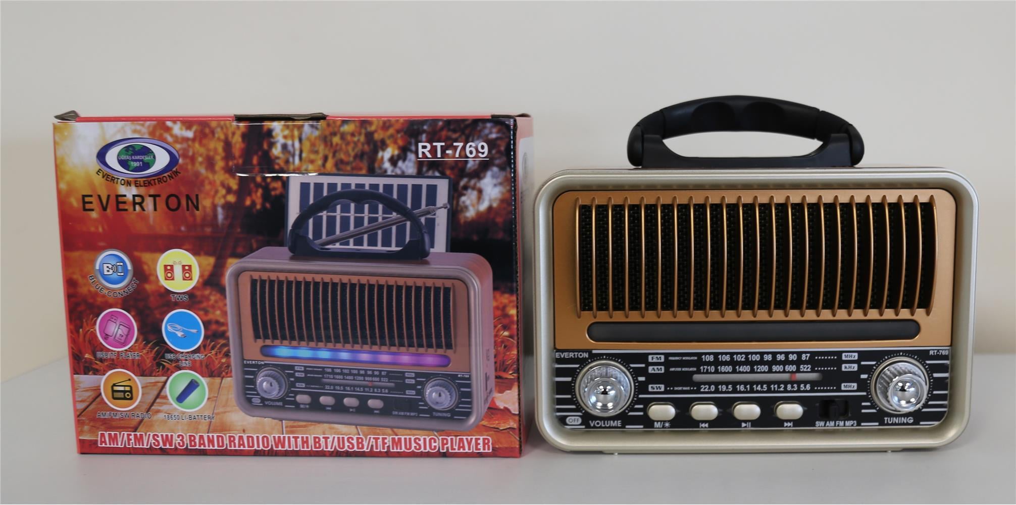Everton Rt-708  Bluetooth Fm-Usb-Tf-Aux  Şarjlı Nostaljik Radyo