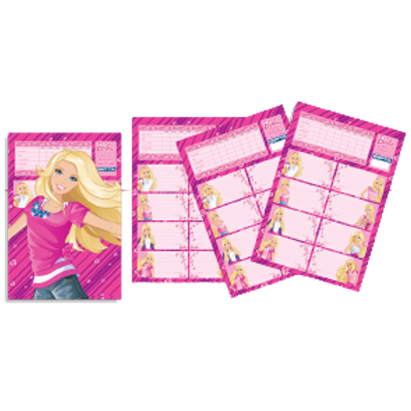 Gıpta Okul Etiketi Ders Programlı Barbie 3 LÜ 16x24 5460