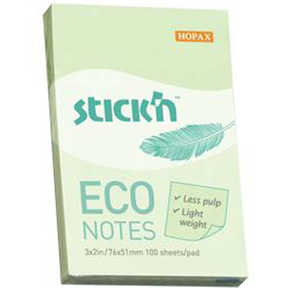 Hopax Stıckn Yapışkanlı Not Kağıdı 100 YP 76x51 Eco Patel Yeşil HE21744