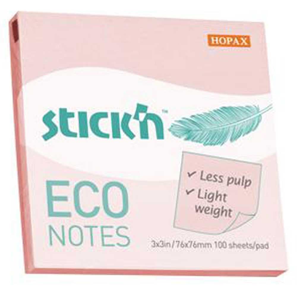 Hopax Stıckn Yapışkanlı Not Kağıdı 100 YP 76x76 Eco Pastel Pembe HE21746