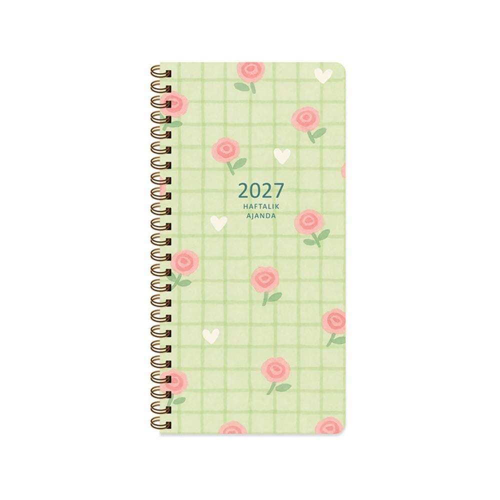 Keskin 2027-8x16 Haftalık Spiralli Cep Ajandası - Yeşil 600283-99